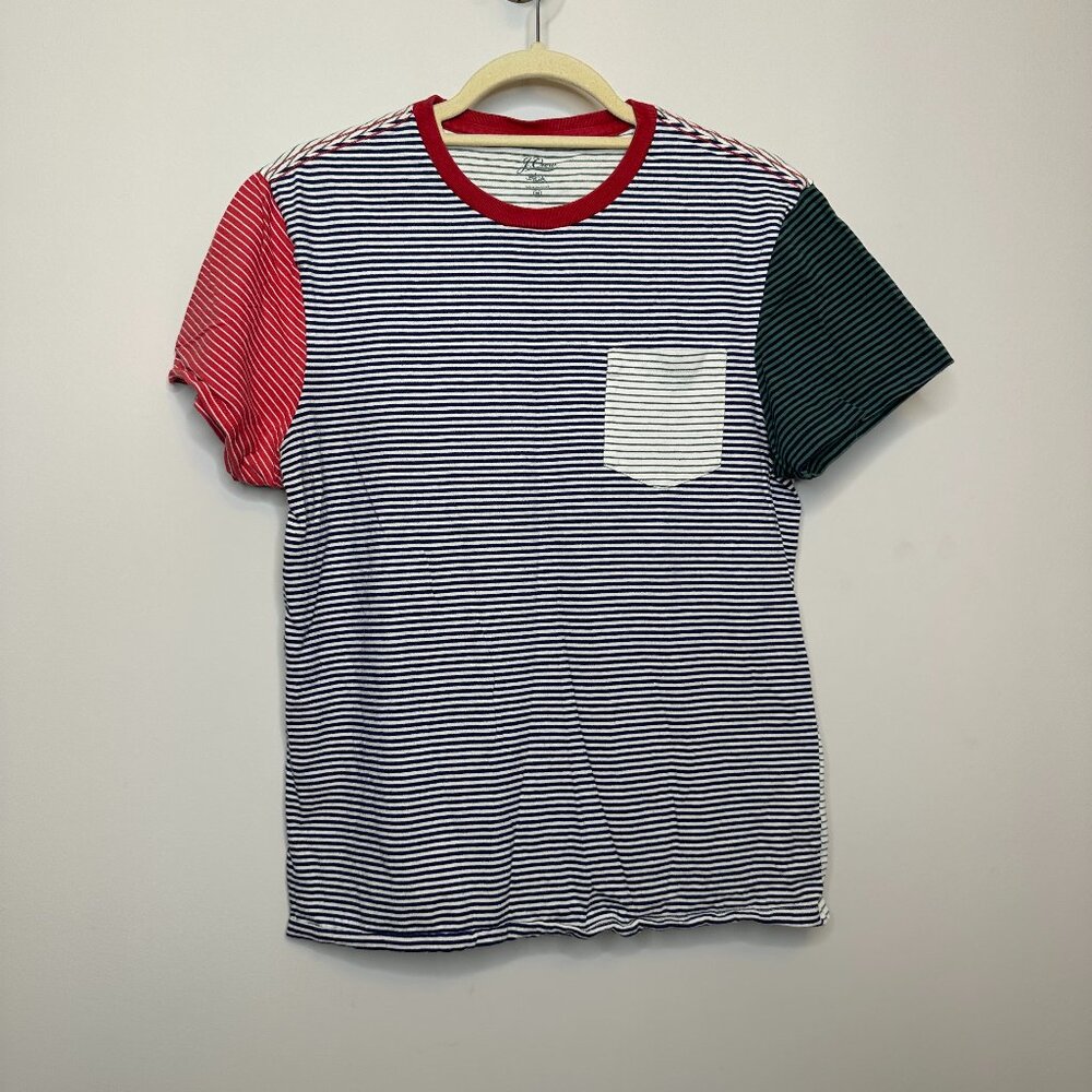 J. Crew Short Sleeve Multicolor Striped Cotton Shirt Men's Medium